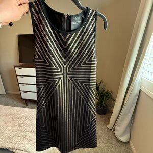 MINKPINK Black and Gold Striped Mini Dress